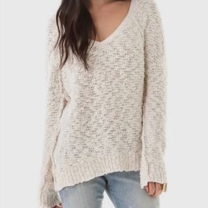 Free People Creme V Neck Sweater Size S